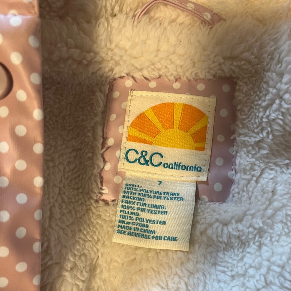 C&C California girls plush lined rain jacket